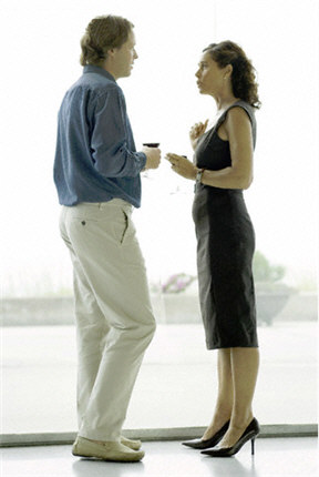 Close Conversational Distance Between Man and Woman